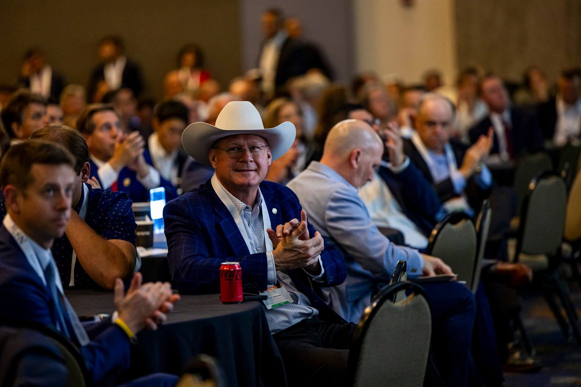 Nick Andrews in the audience at a nuclear industry conference
